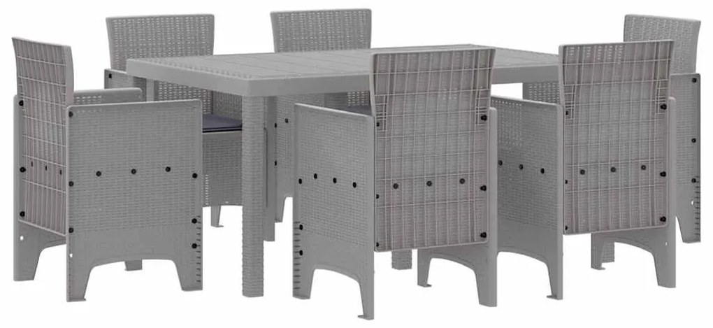 vidaXL Σέτ φαγητού για κήπο 7 pcs Ανοιχτό γκρι Rattan Polt