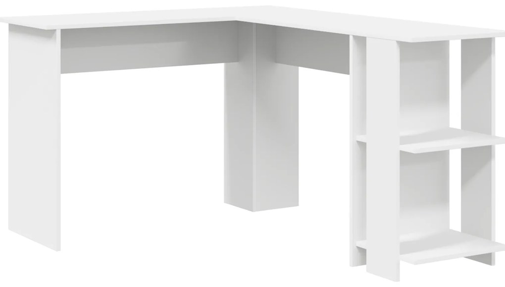 vidaXL Γωνιακό Γραφείο με Αποθήκη, Λευκό 140x113,5x75εκ