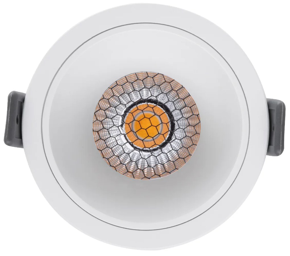 GloboStar® PLUTO-M 60254 Χωνευτό LED Spot Downlight TrimLess Φ8.4cm 10W 1300lm 38° AC 220-240V IP20 Φ8.4 x Υ5.9cm - Στρόγγυλο - Λευκό &amp; Anti-Glare HoneyComb - Φυσικό Λευκό 4500K - Bridgelux COB - 5 Years Warranty