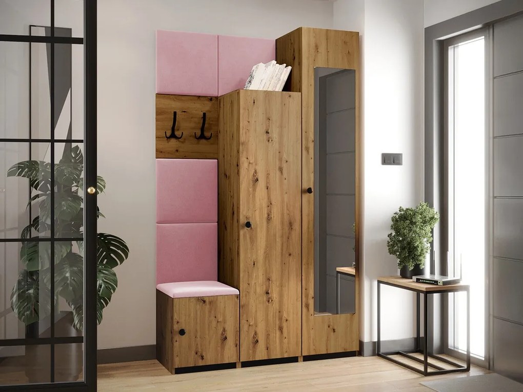 Σετ διαδρόμου Hartford E103, 214x42x44cm, 96 kg, Καθρέφτης, Artisan δρυς, Ταπισερί, Πλαστικοποιημένη μοριοσανίδα, Τοίχου, Εντοιχισμένη | Epipla1.gr