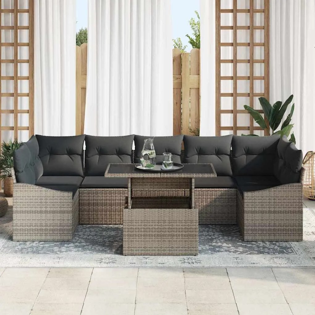 vidaXL Σετ Καναπέ Κήπου με μαξιλάρι 8 pcs Γκρι 100 x 55 x 73 εκ