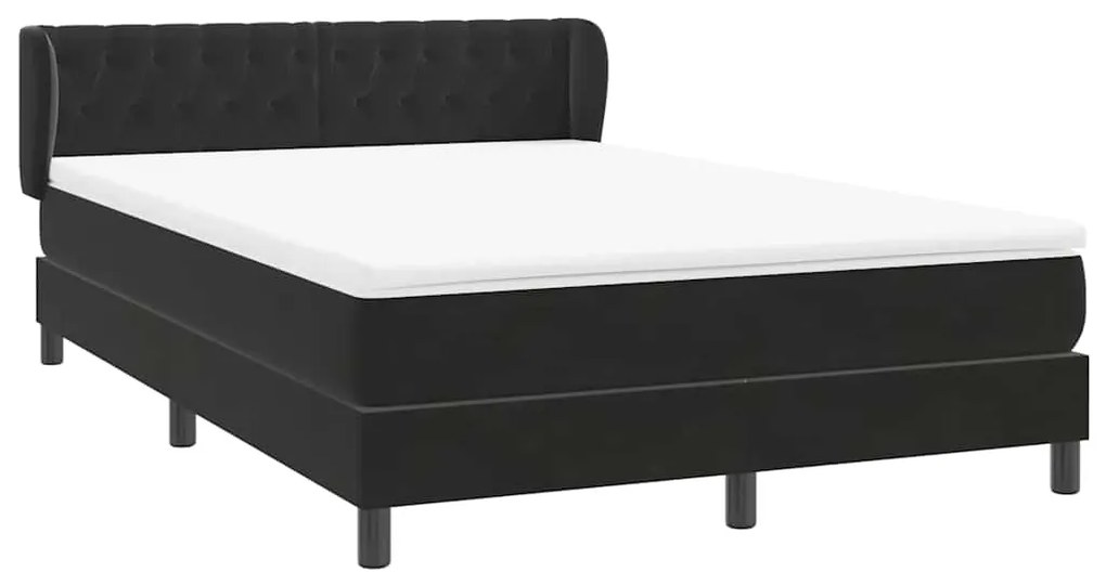 vidaXL Κρεβάτι Boxspring με Στρώμα Μαύρο 1140x210 εκ. Βελούδινο