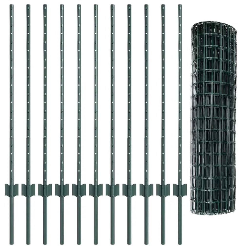 vidaXL Τεντώτο με στήριγμα Πράσινο 1 x 25 m Ατσάλι