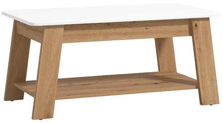 Τραπεζάκι σαλονιού PIAVE Artisan Oak - Λευκό Gloss 101x55x47 εκ.