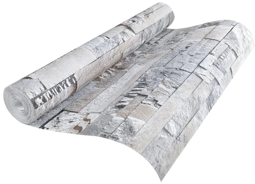 vidaXL Ταπετσαρία 3D με Σχέδιο Πέτρας Γκρι και Καφέ 10x0,53μ Non-woven