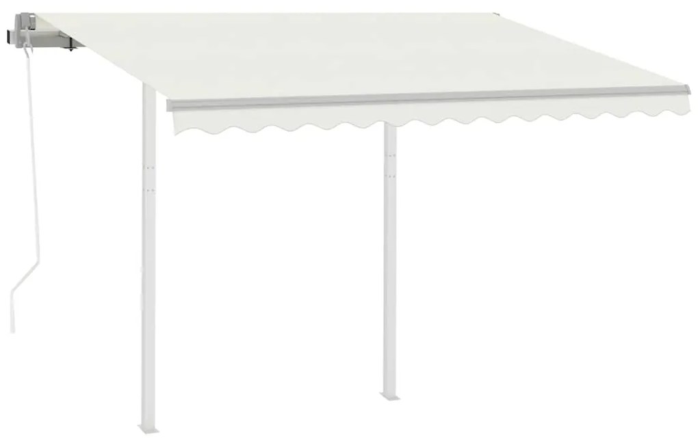 vidaXL Τέντα Συρόμενη Αυτόματη με Στύλους Κρεμ 3 x 2,5 μ.