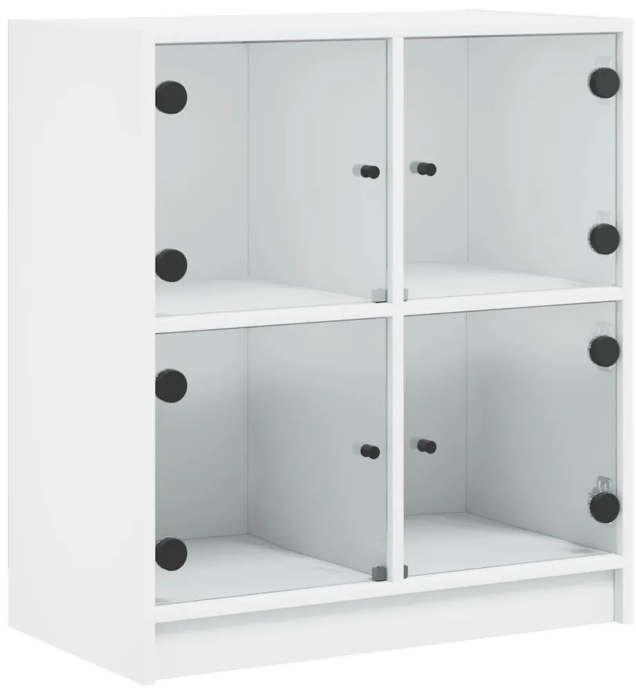 vidaXL Βοηθητικό Ντουλάπι Λευκό 68x37x75,5 εκ. με Γυάλινες Πόρτες