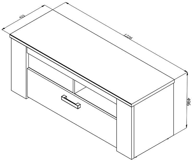 Έπιπλο TV Kent 120 Γκρί Δρύς - Λευκός Δρύς 122x43x49 εκ. 122x43x49 εκ.