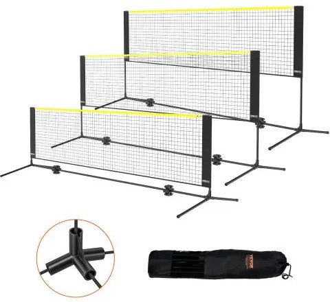VEVOR Badminton Net, Height Adjustable Volleyball Net, 10ft Wide Foldable Pickleball Net, Portable Easy Setup Tennis Net Set with Poles, Stand and Carry Bag, for Kids Backyard Game Indoor Outdoor Use