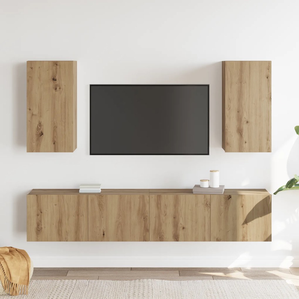 vidaXL Σετ επίπλου τηλεόρασης 4 pcs artisan δρυς Μέγεθος: Μεσαίο