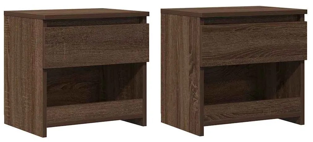 vidaXL Κομοδίνα 2 τεμ. Καφέ Δρυς 40x30x39 εκ. από Επεξεργασμένο Ξύλο