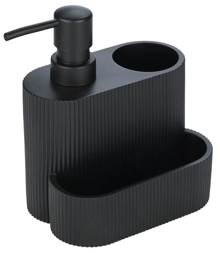 Ντισπένσερ Υγρού Πιάτων Με Θήκη Για Βούρτσα &amp; Σφουγγάρι Μαύρο 16x13x9,5εκ. Estia 01-23560