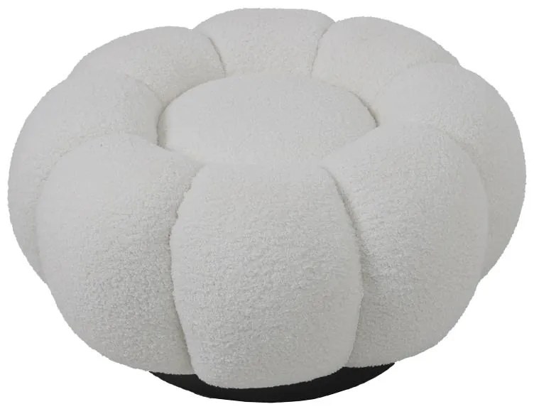 Πολυθρόνα περιστρεφόμενη με σκαμπό Nester μπουκλέ ύφασμα σε λευκή απόχρωση 98x97x69εκ 98x97x69 εκ.