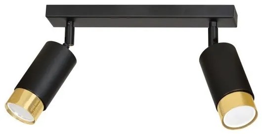 Σποτ Φωτιστικό Οροφής 2xGu10 Ατσάλι HIRO Made in Poland Emibig-965/2-Μαύρο-Χρυσό 965/2