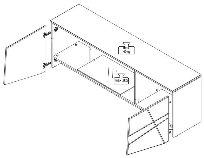 Έπιπλο Τηλεόρασης Cadiz Λευκή Λάκα 168x39x57 εκ. 168x39x57 εκ.