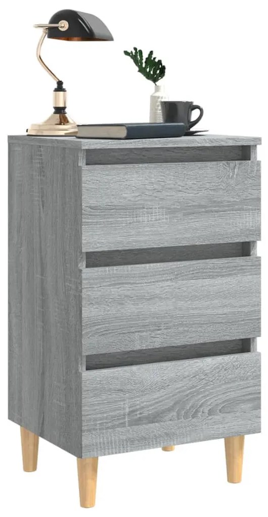 vidaXL Κομοδίνα 2 τεμ. Γκρι Sonoma 40x35x69 εκ. με Μασίφ Ξύλινα Πόδια