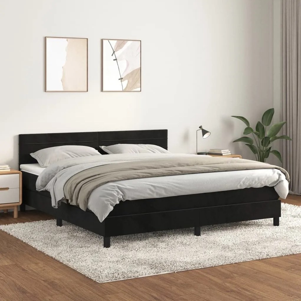 ΚΡΕΒΑΤΙ BOXSPRING ΜΕ ΣΤΡΩΜΑ ΜΑΥΡΟ 180X200 ΕΚ. ΒΕΛΟΥΔΙΝΟ 3141379