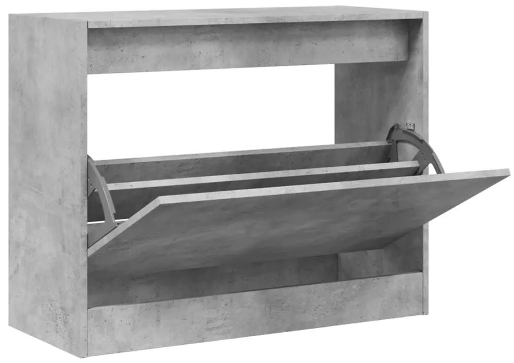 Παπουτσοθήκη Γκρι Σκυροδέματος 80x34x63 εκ. Επεξεργασμένο Ξύλο - Γκρι