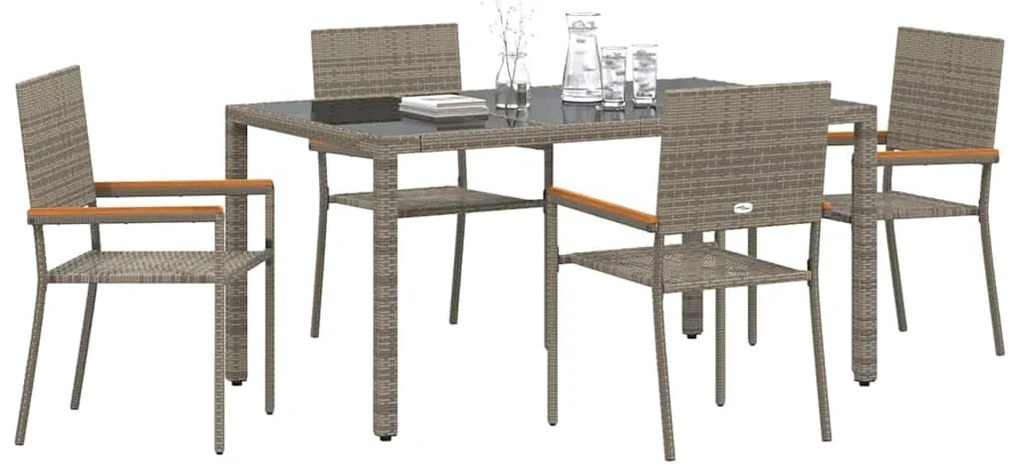 vidaXL Σέτ φαγητού για κήπο 5 pcs Γκρι 150 x 90 x 75 cm