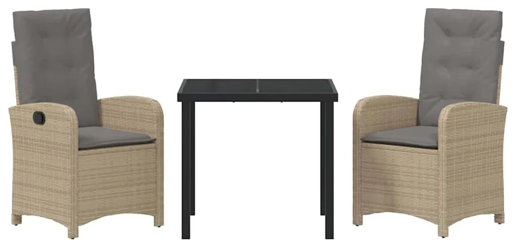 vidaXL Σέτ φαγητού για κήπο 3 pcs Μπεζ συνθετικό ρατάν