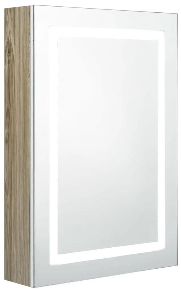 Καθρέφτης Μπάνιου με Ντουλάπι &amp; LED Λευκό/Δρύς 50x13x70 εκ. - Λευκό