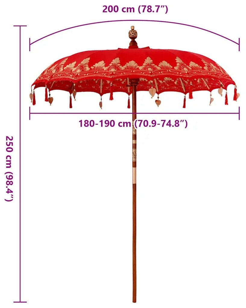 vidaXL Ομπρέλα ηλίου Κόκκινο (210-220) x 260 εκ