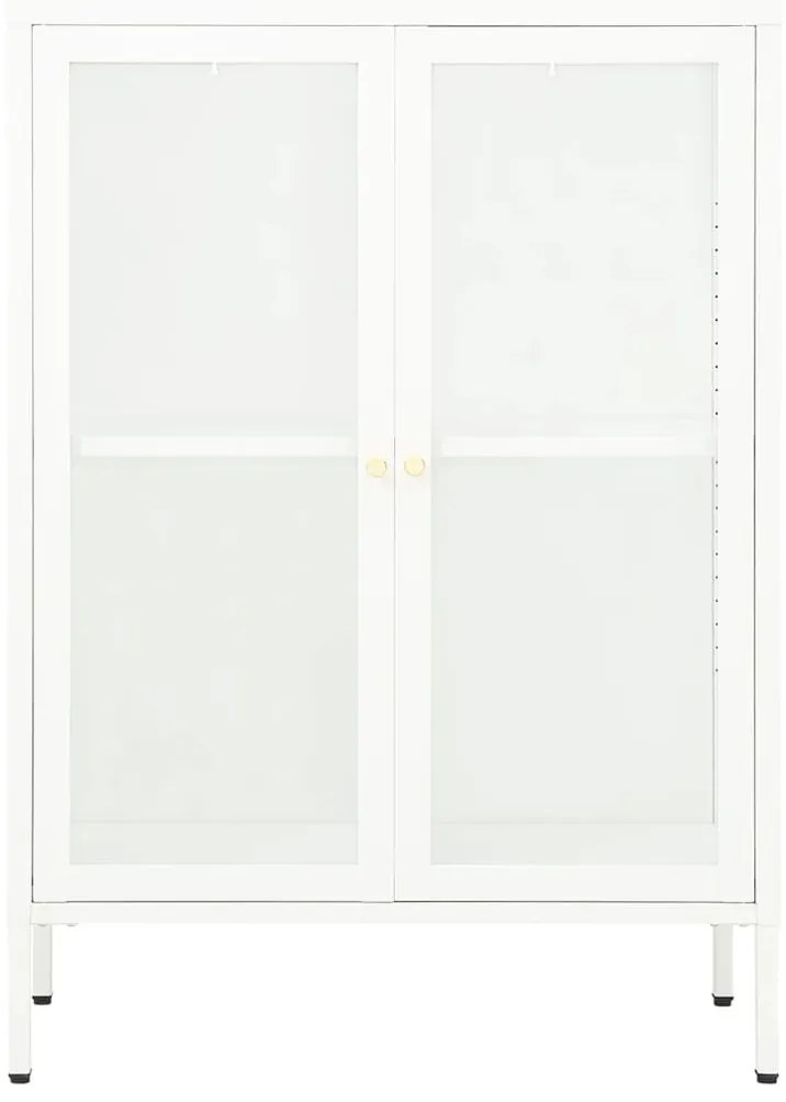 vidaXL Μπουφές Λευκός 75 x 35 x 105 εκ. από Ατσάλι και Γυαλί