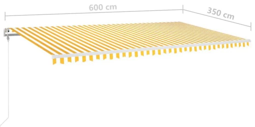 Τέντα Συρόμενη Αυτόματη Κίτρινο / Λευκό 600x350 εκ. - Κίτρινο
