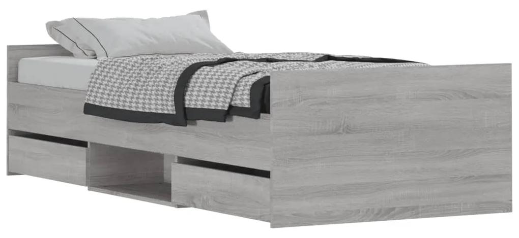 vidaXL Πλαίσιο Κρεβατιού με Κεφαλάρι/Ποδαρικό Γκρι Sonoma 90 x 200 εκ.