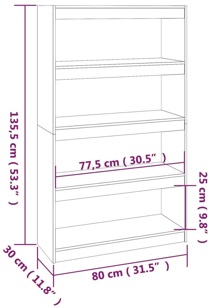 Βιβλιοθήκη/Διαχωριστικό Χώρου 80x30x135,5 εκ. Μασίφ Ξύλο Πεύκου - Καφέ