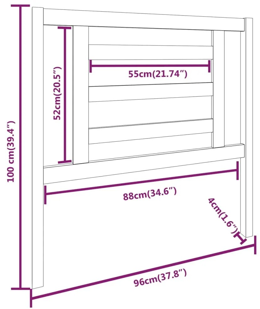 vidaXL Κεφαλάρι Κρεβατιού 96 x 4 x 100 εκ. από Μασίφ Ξύλο Πεύκου