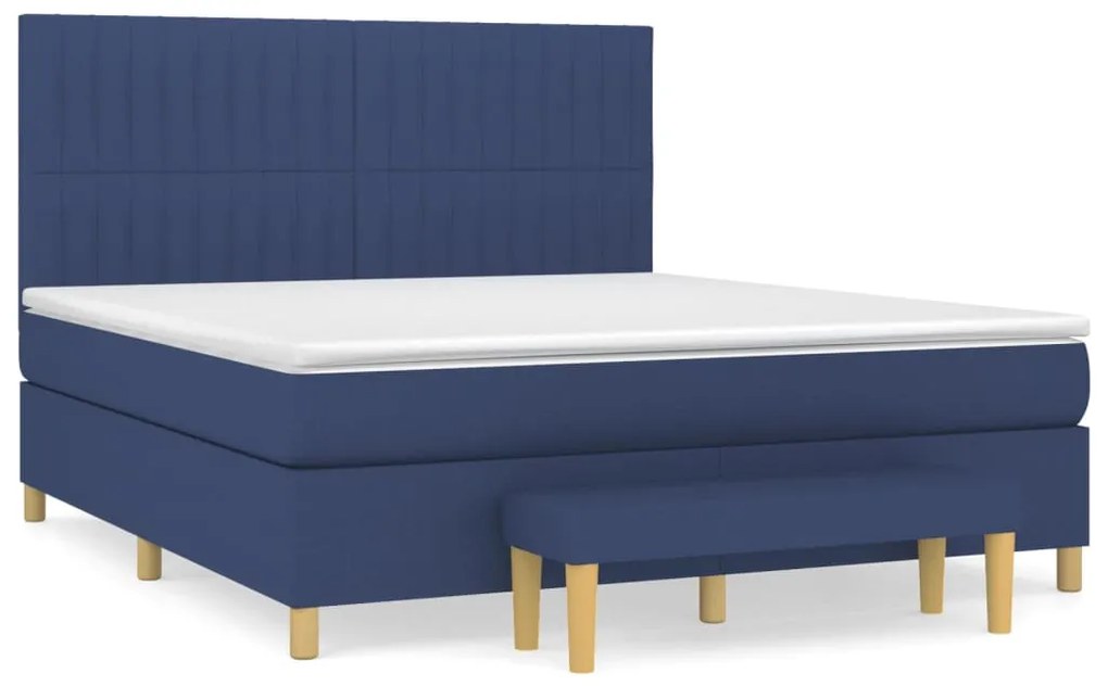 vidaXL Κρεβάτι Boxspring με Στρώμα Μπλε 160x200 εκ. Υφασμάτινο