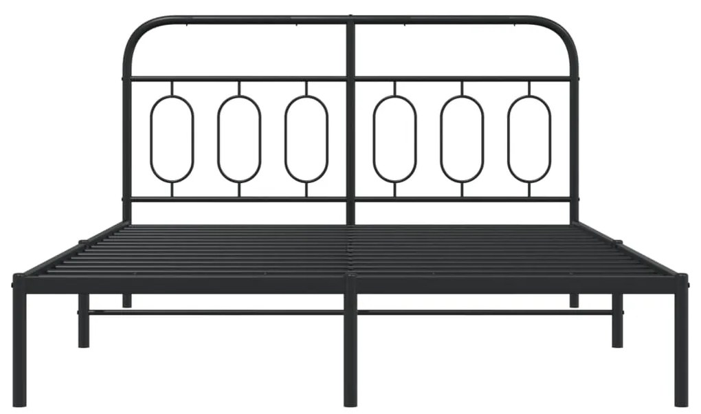 vidaXL Πλαίσιο Κρεβατιού με Κεφαλάρι Μαύρο 150 x 200 εκ. Μεταλλικό