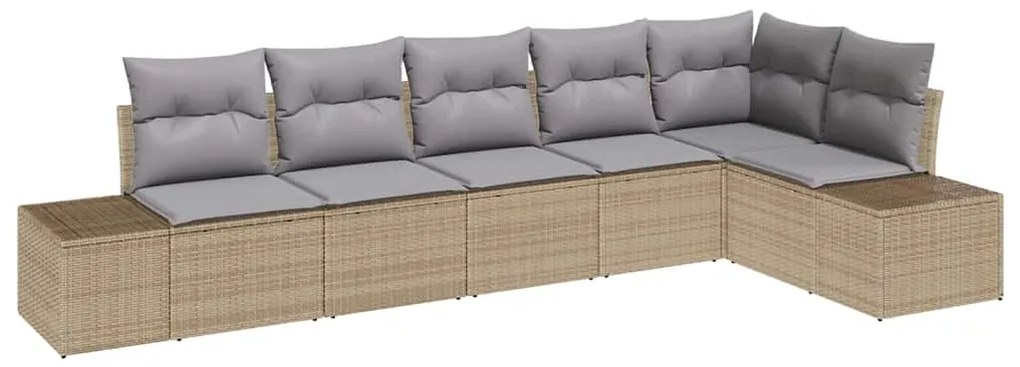 vidaXL Σετ Καναπέ Κήπου με μαξιλάρι 6 pcs Μπεζ, Ανοιχτό Γκρι