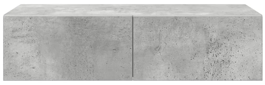 Ράφι τοίχου με συρτάρια Γκρι μπετόν 60x26,5x15 cm Ξύλο μηχανής 859971