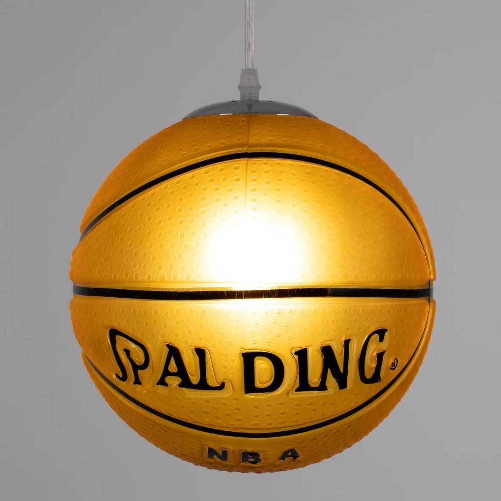 GloboStar SPALDING NBA 00649 Μοντέρνο Κρεμαστό Παιδικό Φωτιστικό Οροφής Μονόφωτο 1 x E27 Πορτοκαλί Γυάλινο Φ25 x Υ25cm - 00649