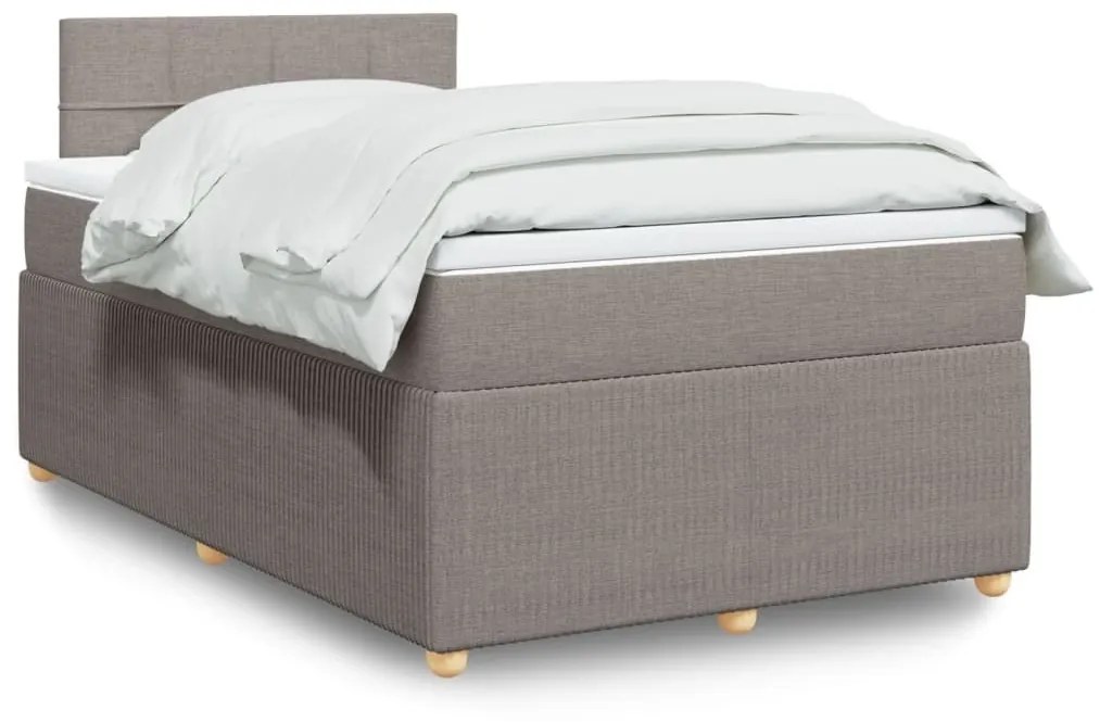 Κρεβάτι Boxspring με Στρώμα Taupe 120x190 εκ. Υφασμάτινο - Μπεζ-Γκρι