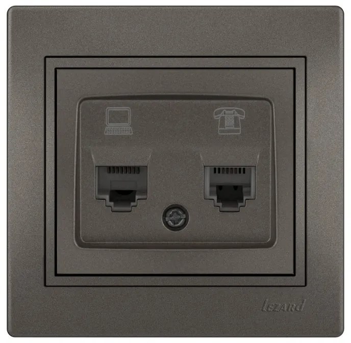 Lezard Πρίζα RJ11+RJ45 Cat 6 Ανθρακί Mira (Πλήρης) 701.4141144