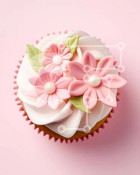 Intra Συλλεκτικό Ξύλινο Παζλ Plywood  4mm - Εκλεκτό Cupcake με ροζ λουλούδια και πράσινα φύλλα Σε Ξύλινο Κουτί - Διαστάσεις: 10x10 cm – 25 κομμάτια