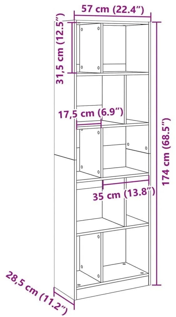 Βιβλιοθήκη Καπνιστή Δρυς 57x28,5x174 εκ. από Επεξεργασμένο Ξύλο - Καφέ