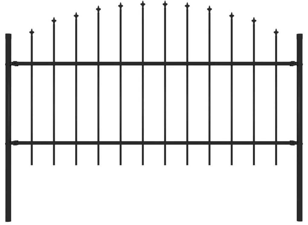 vidaXL Κάγκελα Περίφραξης με Λόγχες Μαύρα (1,-1,25) x 1,7 μ. Ατσάλινα