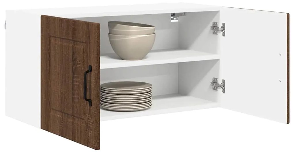 vidaXL Κρεμαστό ντουλάπι κουζίνας με ράφι Καφέ δρυς 80 x 31 x 40 εκ