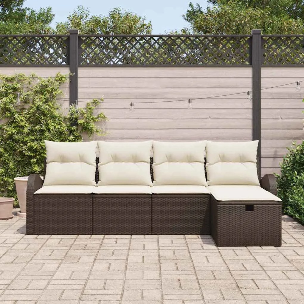 vidaXL Σετ Καναπέ Κήπου 5 pcs Καφέ και κρεμ 234 x 117 x 85 εκ