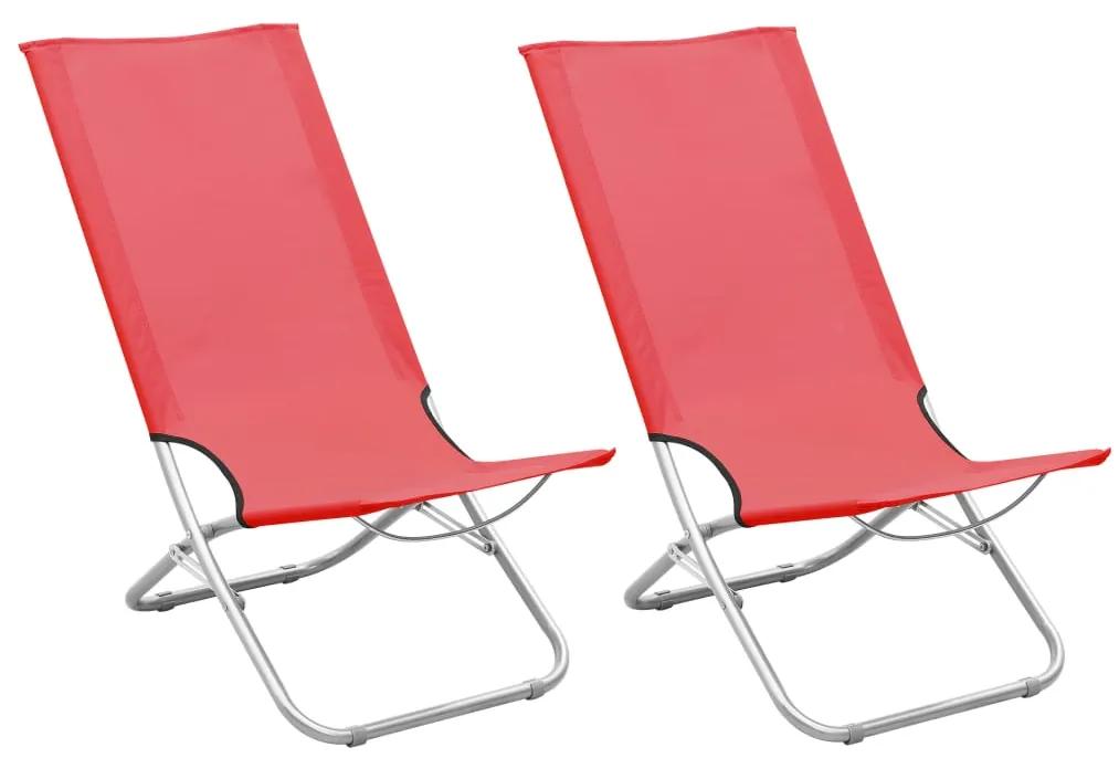 310376 vidaXL Καρέκλες Παραλίας Πτυσσόμενες 2 τεμ. Κόκκινες Υφασμάτινες Κόκκινο, 1 Τεμάχιο