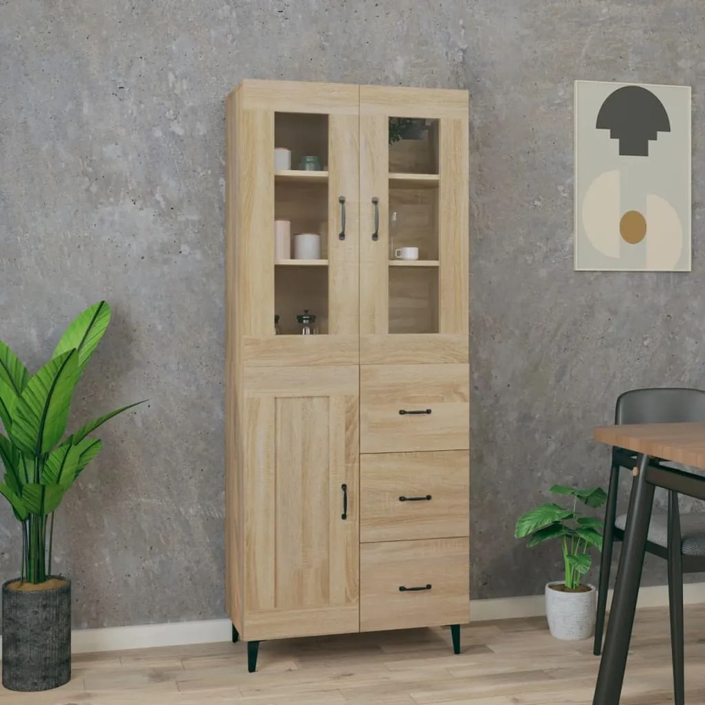 vidaXL Ντουλάπι Sonoma δρυς 69,5 x 34 x 180 εκ. από Επεξεργασμένο Ξύλο