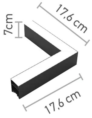 Γωνιακός σύνδεσμος LED 8W 4000K σε μαύρη απόχρωση D:17,6cmX17,6cm (L002-BL) - Αλουμίνιο - L002-BL