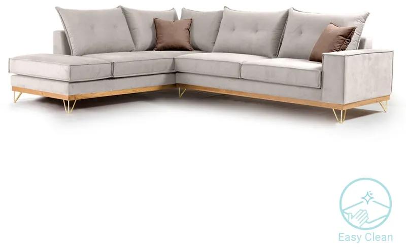 Γωνιακός καναπές δεξιά γωνία Luxury II pakoworld ύφασμα cream-mocha 290x235x95εκ Model: 168-000016