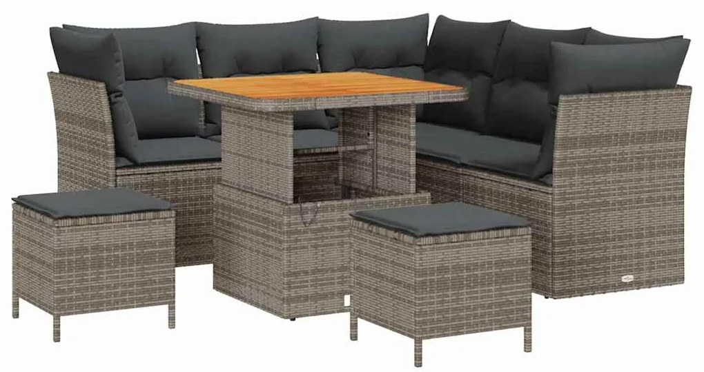 vidaXL Σετ Καναπέ Κήπου 8 pcs Γκρι συνθετικό ρατάν