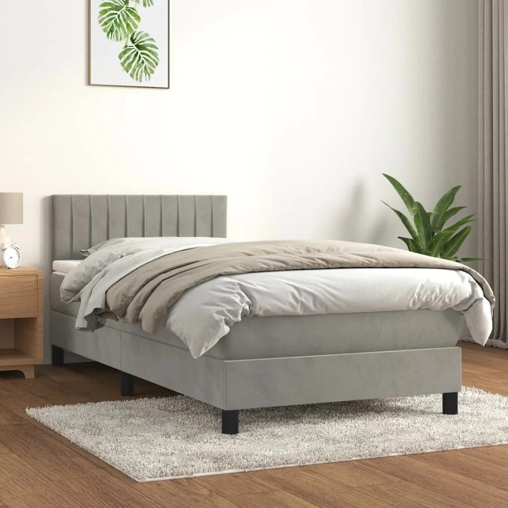 ΚΡΕΒΑΤΙ BOXSPRING ΜΕ ΣΤΡΩΜΑ ΑΝΟΙΧΤΟ ΓΚΡΙ 90X190 ΕΚ. ΒΕΛΟΥΔΙΝΟ 3141395