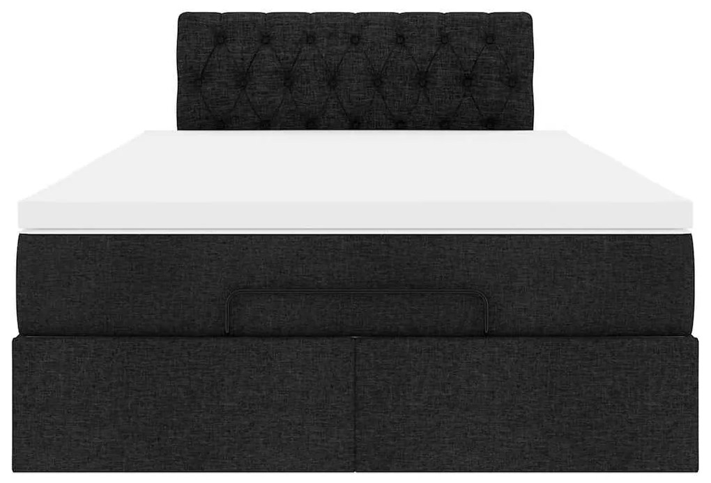 vidaXL Οθωμανικό κρεβάτι με στρώμα Μαύρο 120x200cm Ύφασμα